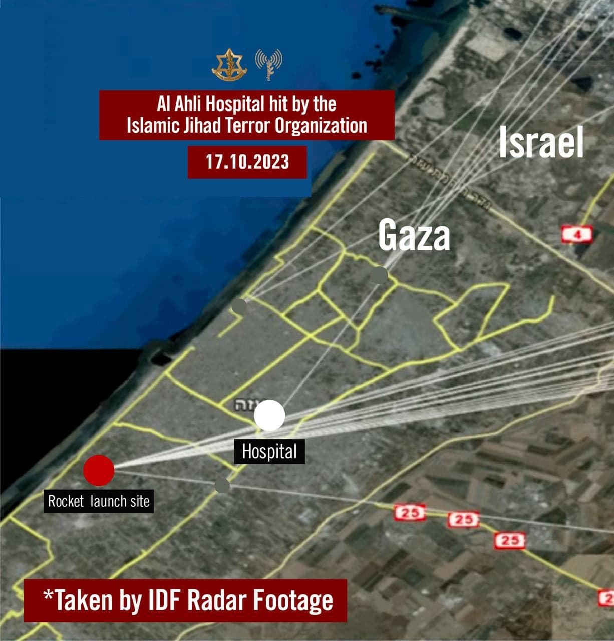 IDF publishes diagram Islamic Jihad missile launch hit Al Ahli Hospital IDF publishes diagram Islamic Jihad missile launch hit Al Ahli Hospital