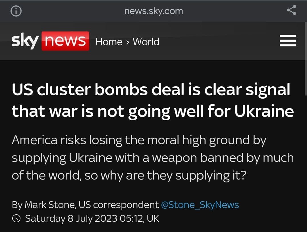 US Cluster Bomb Deal Sends Clear Message Ukraines War Efforts Are Struggling Sky News US Cluster Bomb Deal Sends Clear Message Ukraines War Efforts Are Struggling Sky News